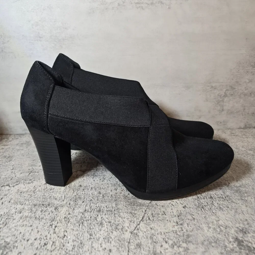 ANDREW GELLER Womens Size 10 M Black Pull On Faux Leather Kell Bootie Shoes